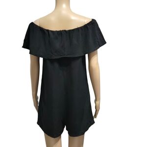 Zara Woman Black Off-Shoulder Ruffled Romper XS